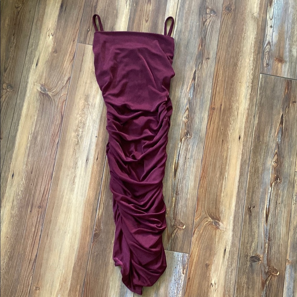Elegant Burgundy Ruched Dress